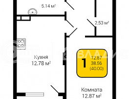 1-комнатная квартира, 40 м2