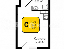 1-комнатная квартира, 16.94 м2