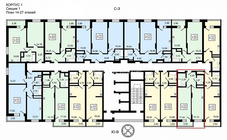 1-комнатная квартира, 42.11 м2, эт. 18, id: 758552, фото 13