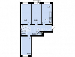 3-комнатная квартира, 95.72 м2