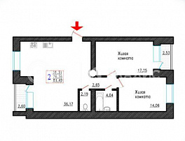 2-комнатная квартира, 81.49 м2