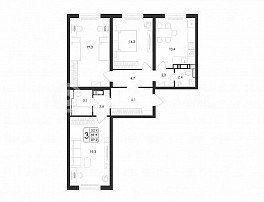 3-комнатная квартира, 89.9 м2