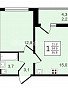 1-комнатная квартира, 36.9 м2, эт. 2, id: 1021538, фото 1