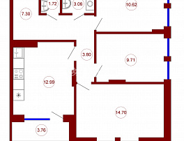 3-комнатная квартира, 65.87 м2