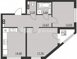 2-комнатная квартира, 64.14 м2