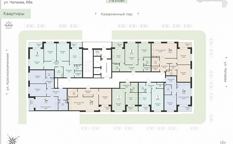 2-Комнатная квартира 66.71м², эт. 4, фото 13