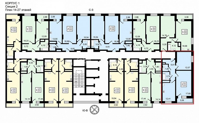 2-комнатная квартира, 54.79 м2, эт. 22, id: 758759, фото 16