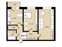 2-комнатная квартира, 67.4 м2