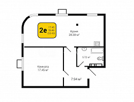 1-комнатная квартира, 59.49 м2