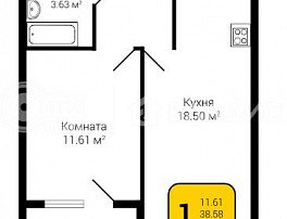 1-комнатная квартира, 39.95 м2