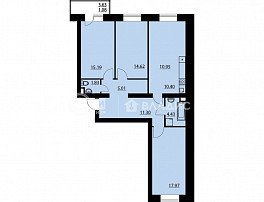 3-комнатная квартира, 92.73 м2