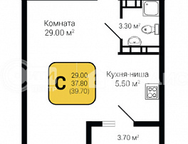 1-комнатная квартира, 39.7 м2