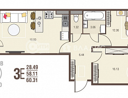 2-комнатная квартира, 60.31 м2