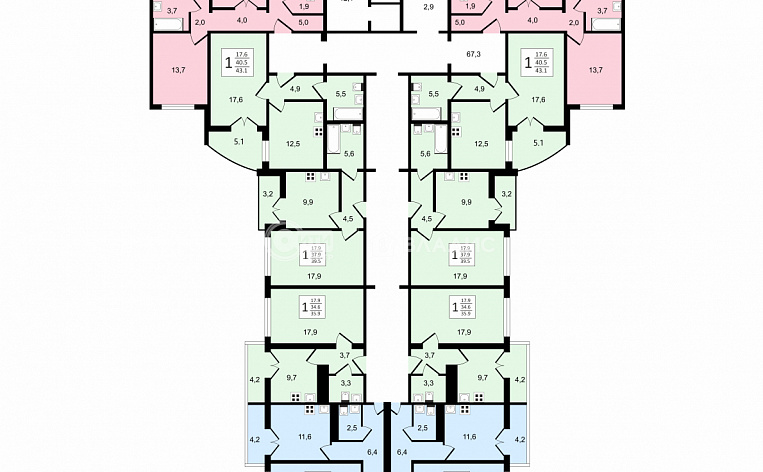 1-комнатная квартира, 43.1 м2, эт. 15, id: 915487, фото 20