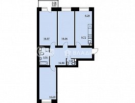 3-комнатная квартира, 96.48 м2