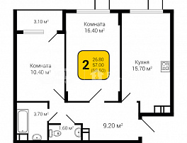 2-комнатная квартира, 58.5 м2