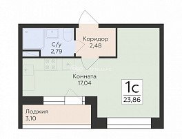 1-комнатная квартира, 23.86 м2
