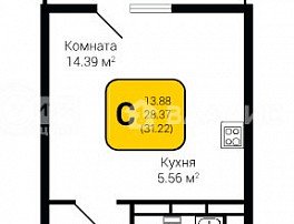 1-комнатная квартира, 31.22 м2