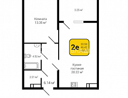 1-комнатная квартира, 49.67 м2
