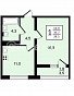 1-комнатная квартира, 38.5 м2, эт. 9, id: 1056953, фото 1