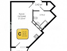 1-комнатная квартира, 29.54 м2