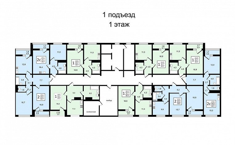 2-Комнатная квартира 58.00м², эт. 7, фото 28