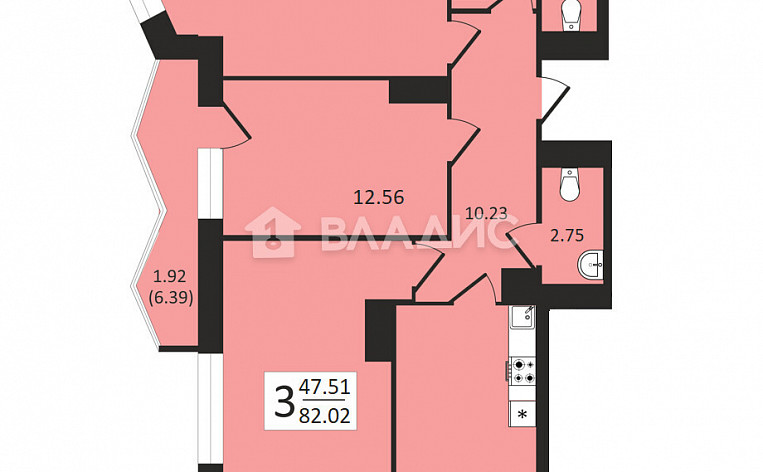 3-Комнатная квартира 82.00м², эт. 5, фото 13