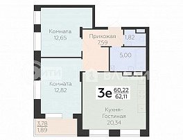 3-комнатная квартира, 62.11 м2