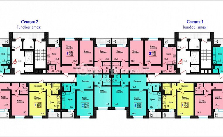 3-комнатная квартира, 76.6 м2, эт. 16, id: 736865, фото 7