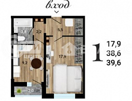 1-комнатная квартира, 39.6 м2