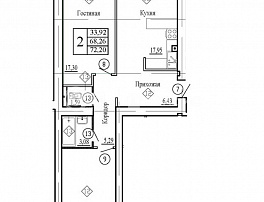 2-комнатная квартира, 72.2 м2