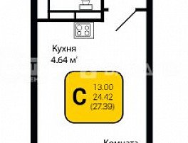 1-комнатная квартира, 27.39 м2
