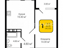 1-комнатная квартира, 40 м2