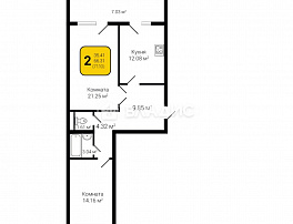 2-комнатная квартира, 71.1 м2