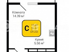 1-комнатная квартира, 31.22 м2