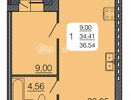 1-комнатная квартира, 35.48 м2