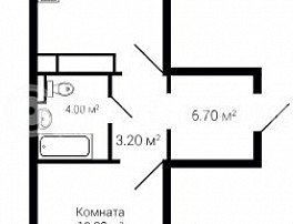 1-комнатная квартира, 49.5 м2