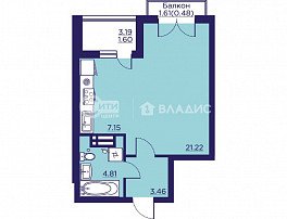 1-комнатная квартира, 39.64 м2