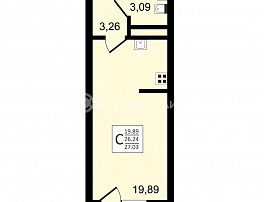 1-комнатная квартира, 27.03 м2