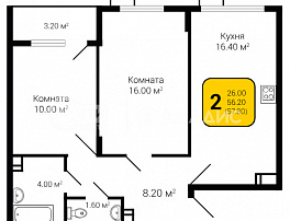 2-комнатная квартира, 57.8 м2