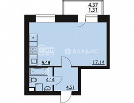 1-комнатная квартира, 36.58 м2