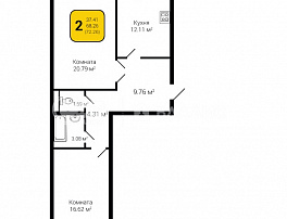 2-комнатная квартира, 72.2 м2