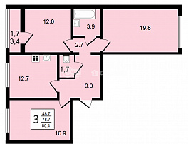 3-комнатная квартира, 80.4 м2