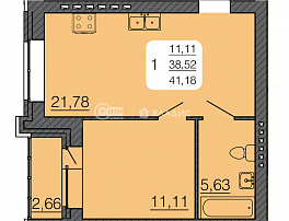 1-комнатная квартира, 39.85 м2