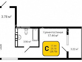 1-комнатная квартира, 26.79 м2