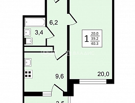 1-комнатная квартира, 40.3 м2