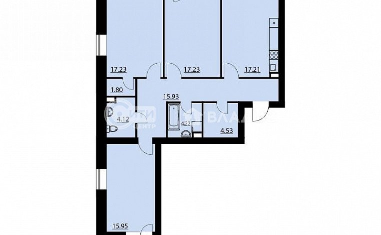 3-комнатная квартира, 99.94 м2, эт. 2, id: 708744, фото 35