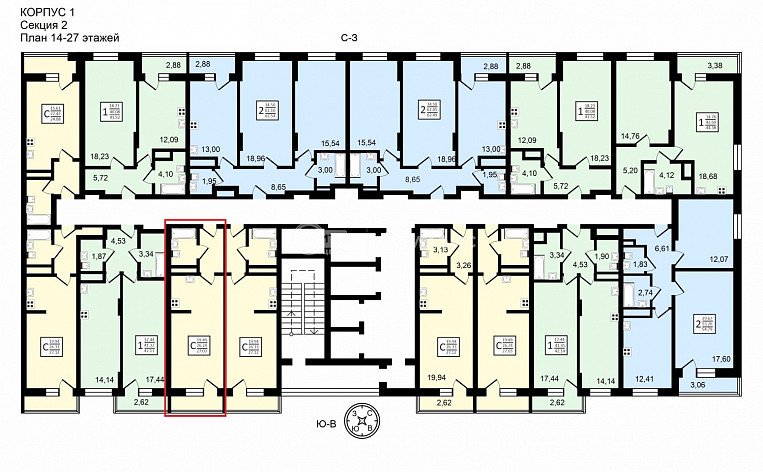 1-комнатная квартира, 27.03 м2, эт. 23, id: 758469, фото 13