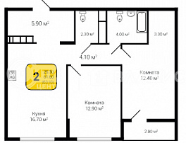 2-комнатная квартира, 63.1 м2