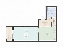 1-комнатная квартира, 39.01 м2